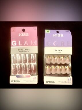 (2 Packs - Unopened Boxes)  KISS Glam & Core Embellished Press On Nails
